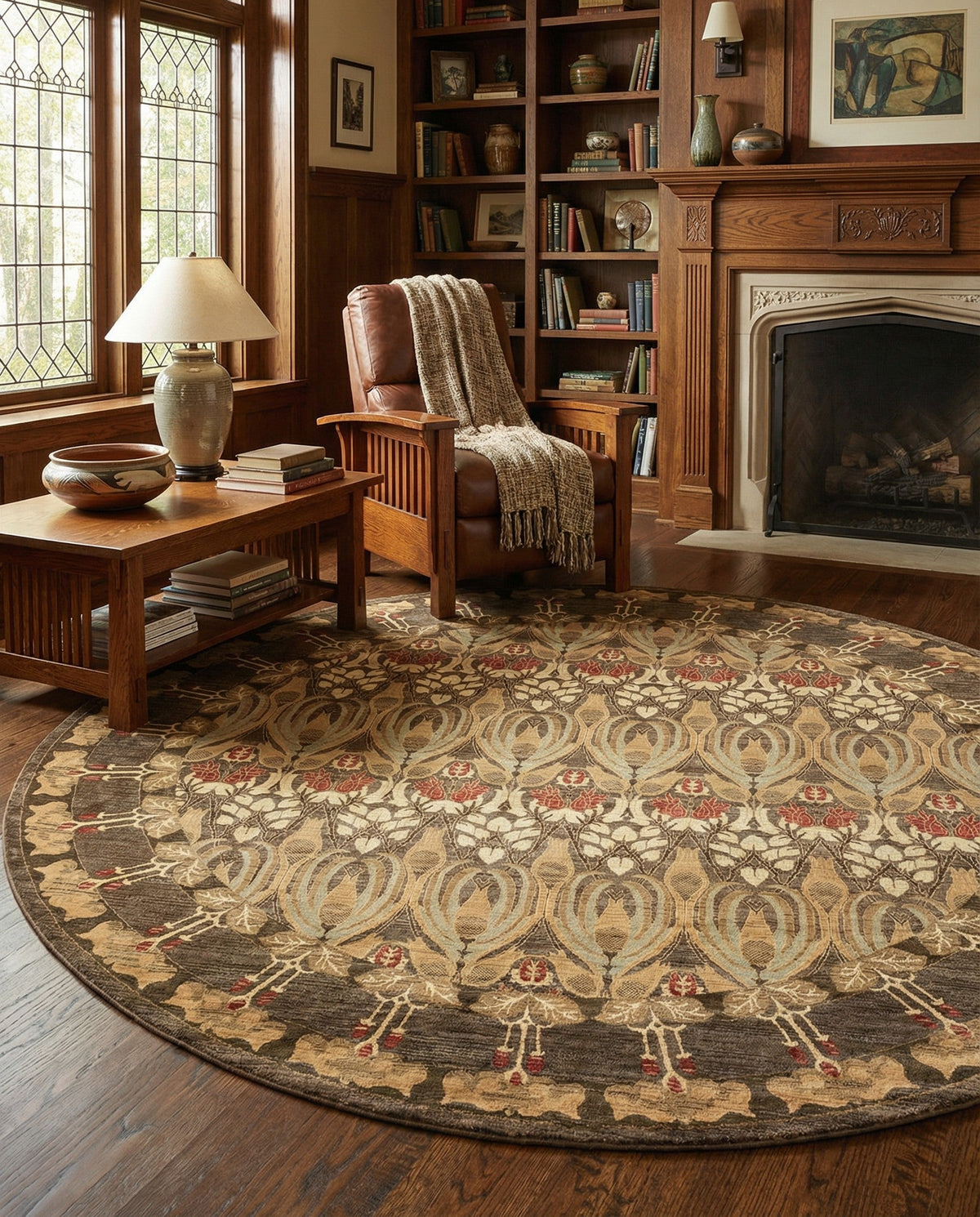 Chelsea Elegance Collection Area Rug -  Brompton (Brown) Round Brown  lifestyle 115