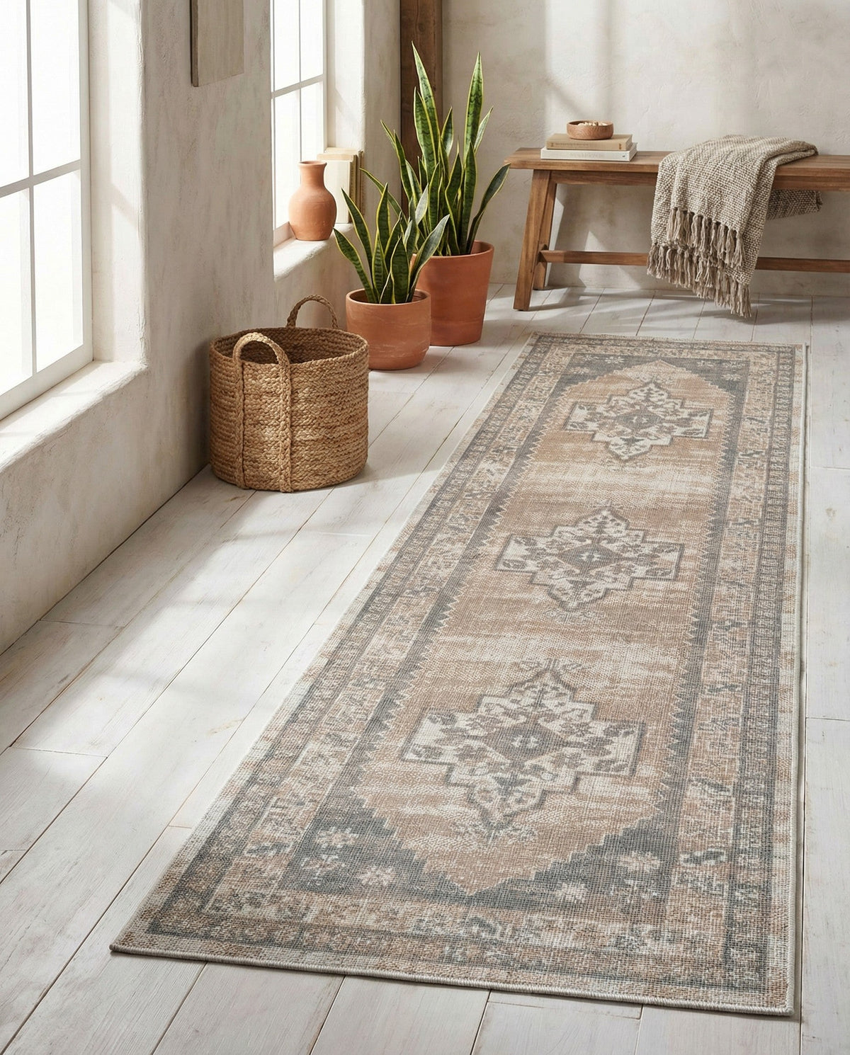 Savannah Series Collection Area Rug -  Augusta (Mink) Runner Mink  lifestyle 90