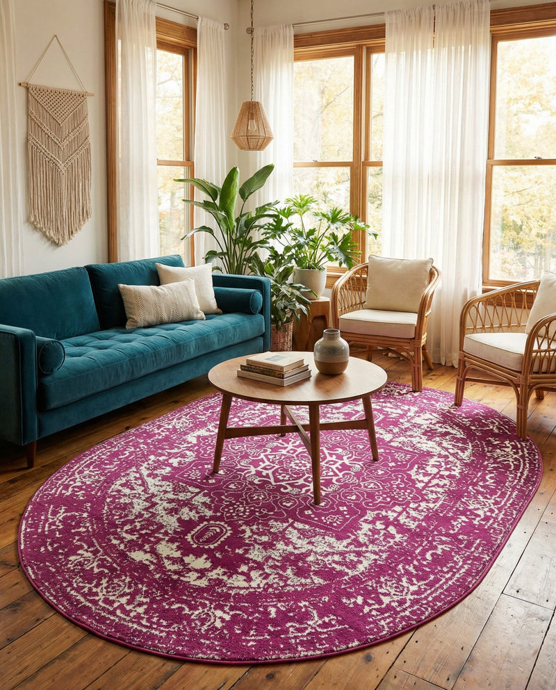 Georgetown Rugs Collection Area Rug - Dupont (Purple) Oval Purple  lifestyle 63