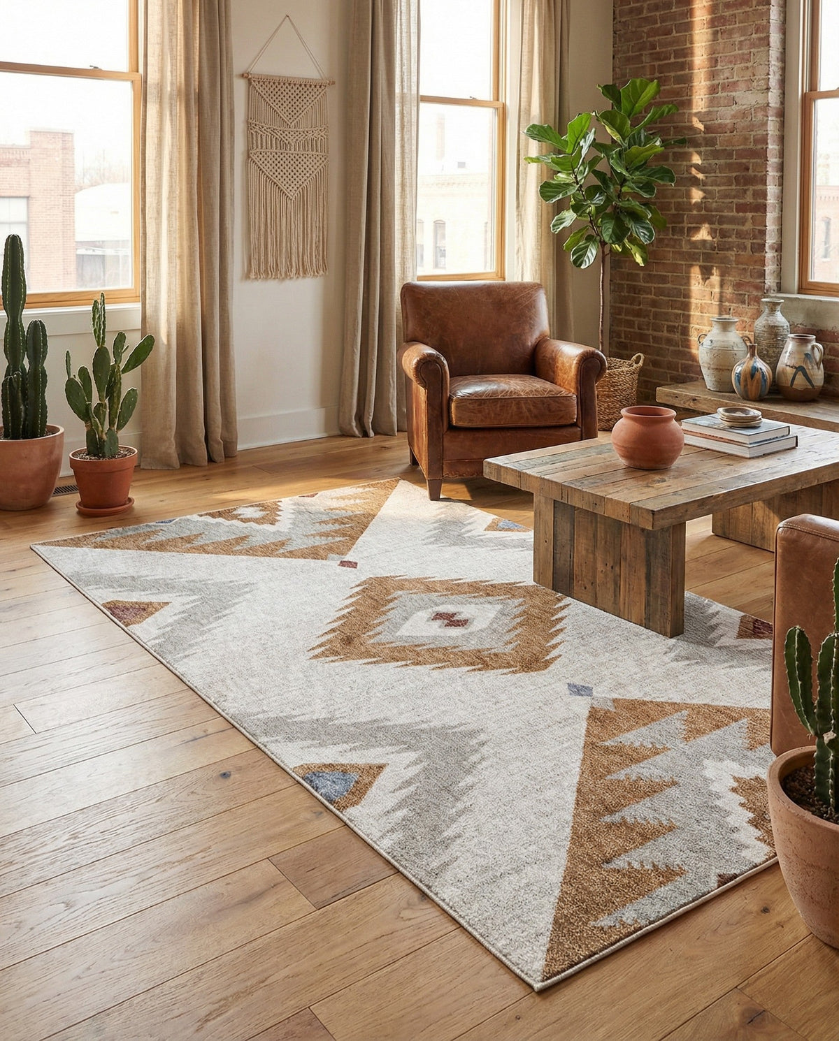Desert Modern Eco Rug Series Collection Area Rug -  Zion Rectangle Ivory  lifestyle 13