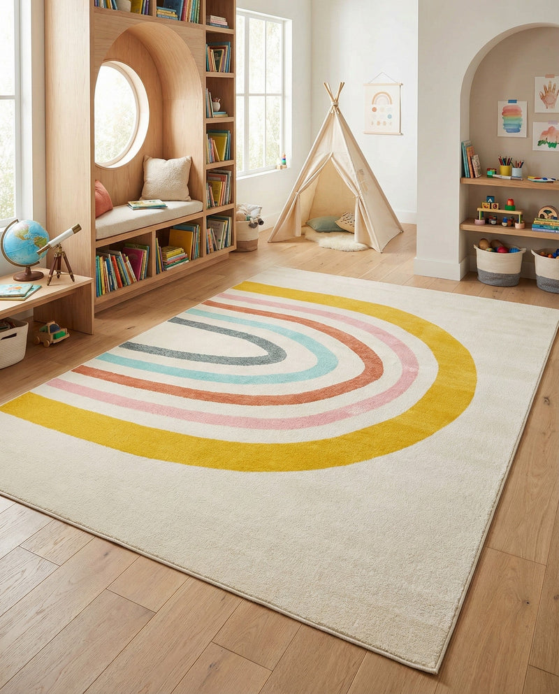 Wonder Tykes Collection Area Rug -  Illusion Rectangle Ivory  lifestyle 16