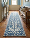 Charleston Elegance Collection Area Rug -  Seaport (White Blue) Runner White Blue  lifestyle 42