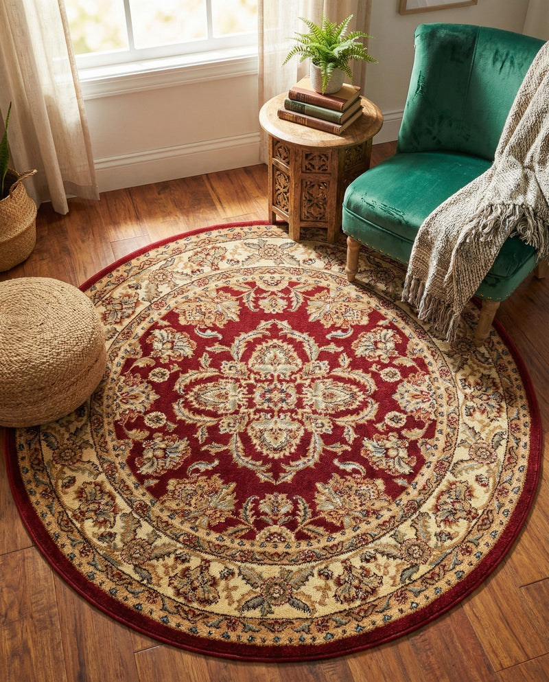Jaipur Elegance Collection Area Rug -  Jantar Round Red  lifestyle 69