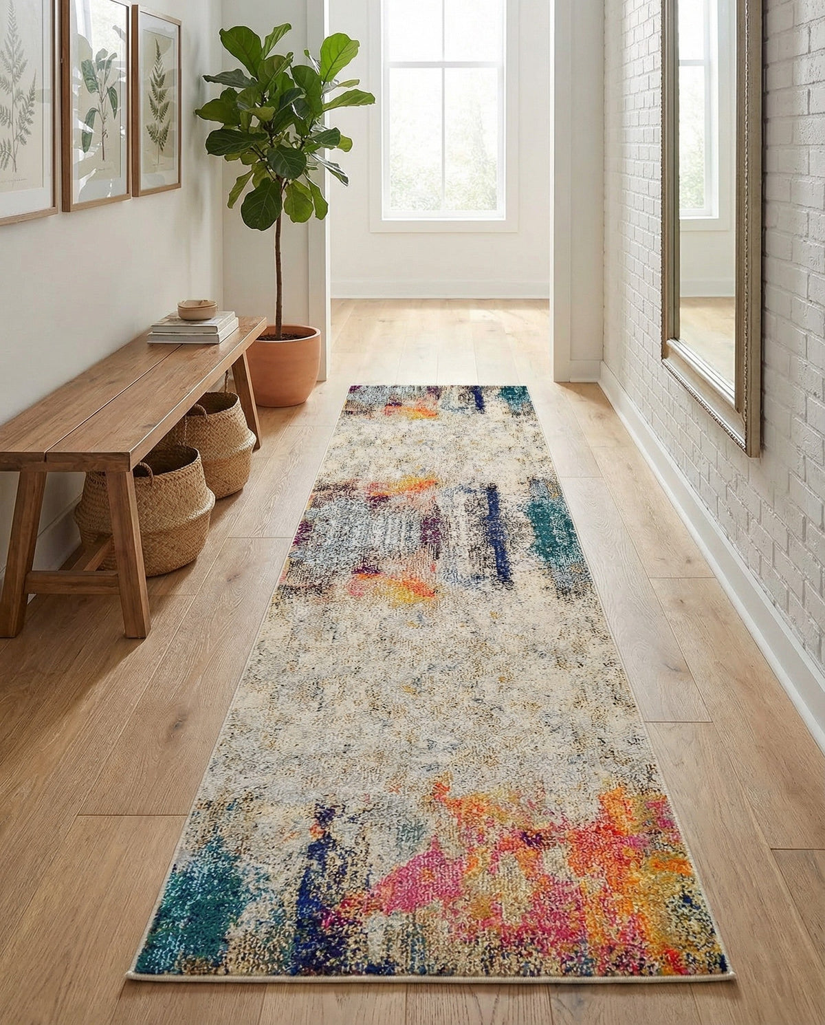 Chromatic Oasis Collection Area Rug -  Azure Runner Beige  lifestyle 97