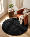 Eternal Plush Oasis Collection Area Rug -  Tranquility (Onyx Black) Round Onyx Black  lifestyle 53