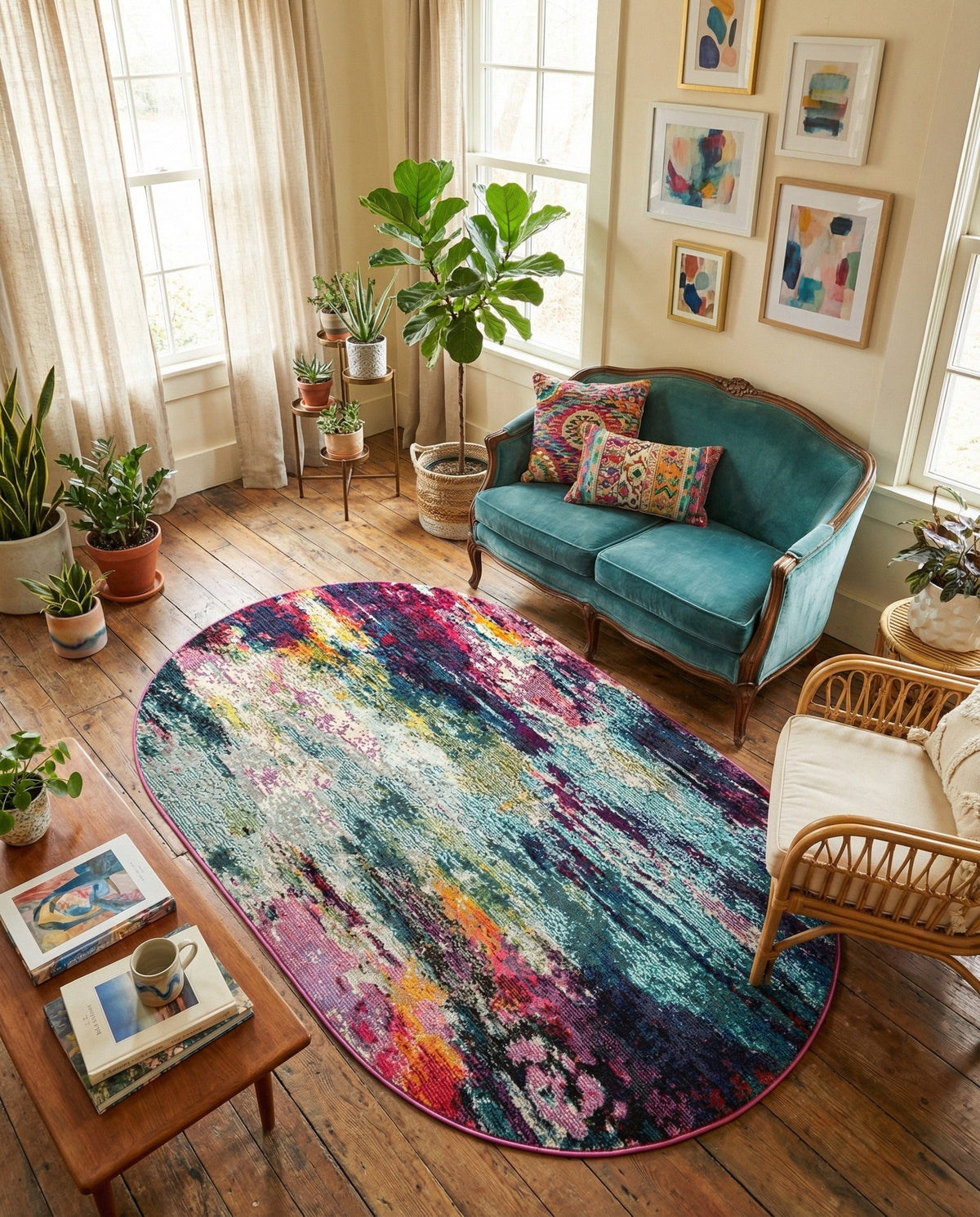 Chromatic Oasis Collection Area Rug -  Oasis Oval Multi  lifestyle 107