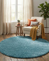 Cozy Comfort Shag Collection Area Rug - Haven (Turquoise) Round Turquoise  lifestyle 73