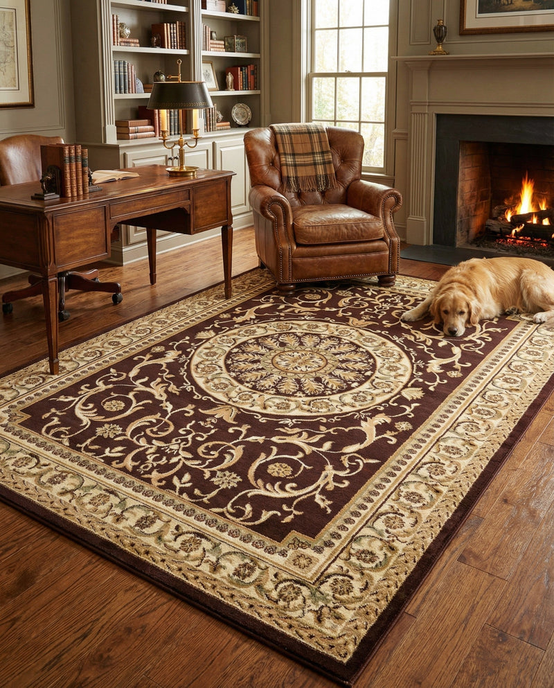 Versailles Elegance Collection Area Rug -  Montreuil Rectangle Brown  lifestyle 15