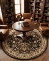Isfahan Elegance Collection Area Rug - Naghsh-e Jahan (Brown) Round Brown  lifestyle 37