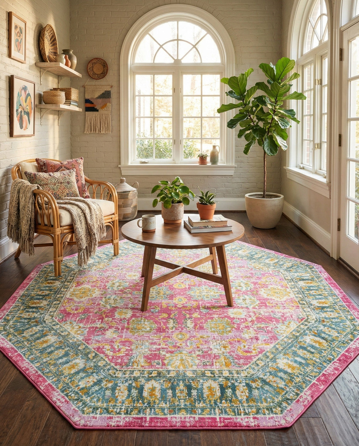Arcadia Rugs Collection Area Rug -  Shangri-La Octagon Pink  lifestyle 83