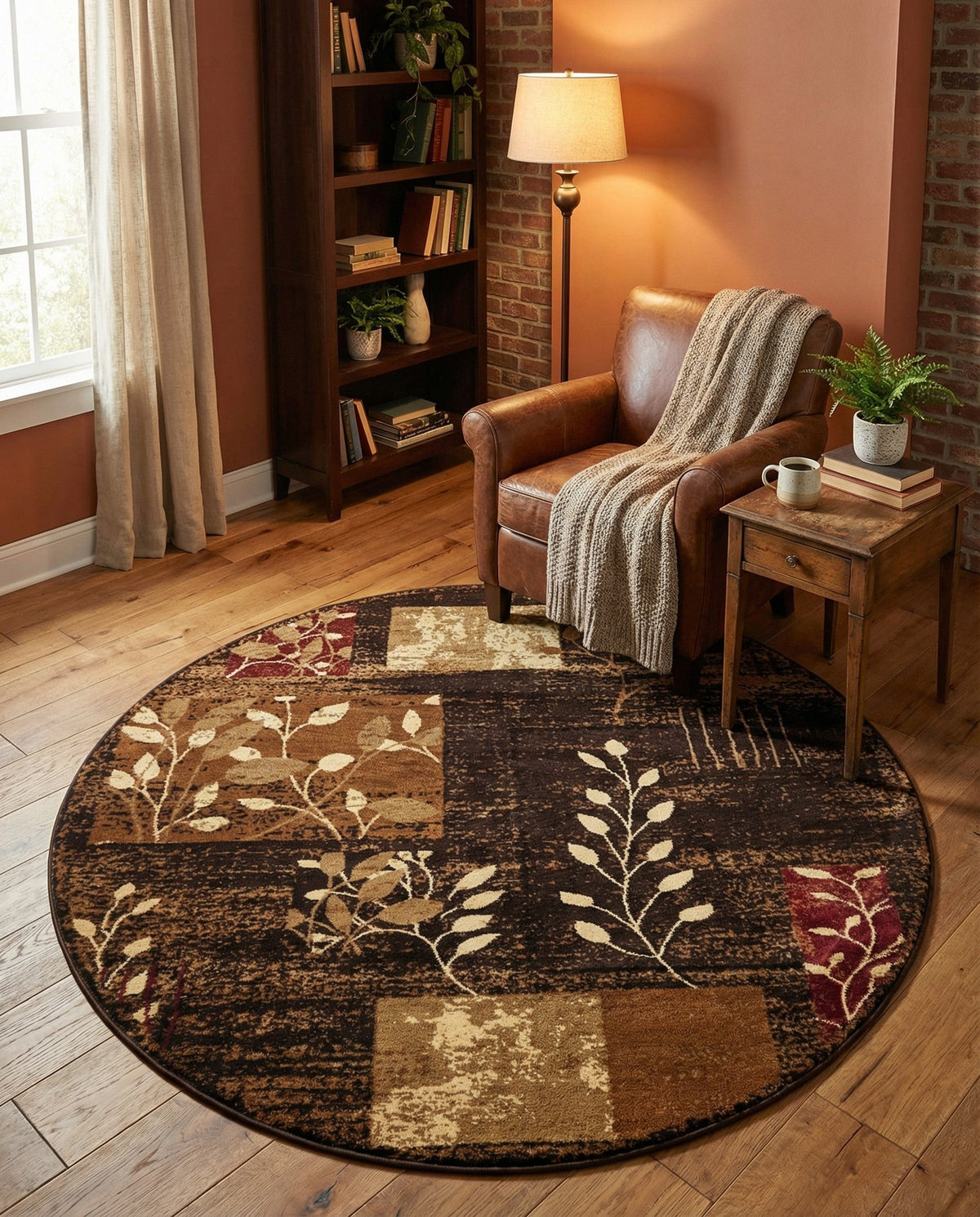 Bistro Lounge Collection Area Rug -  Affogato Round Brown  lifestyle 132