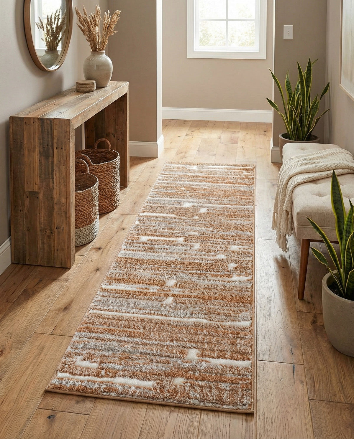 Sienna Collection Area Rug -  Rome Runner Caramel and Ivory  lifestyle 154