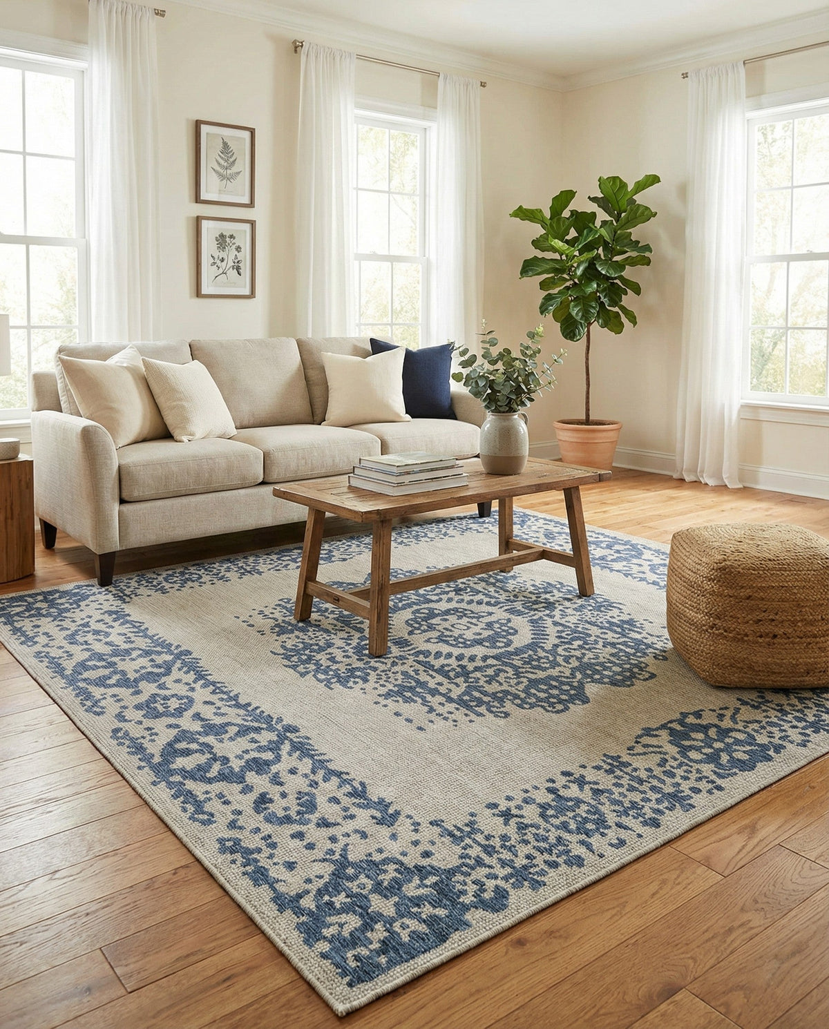 Patio Heritage Collection Area Rug - Savannah (Blue) Square Blue  lifestyle 129