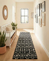 Berber Lattice Shag Collection Area Rug - Atlas (Black and White) Runner Black and White  lifestyle 48