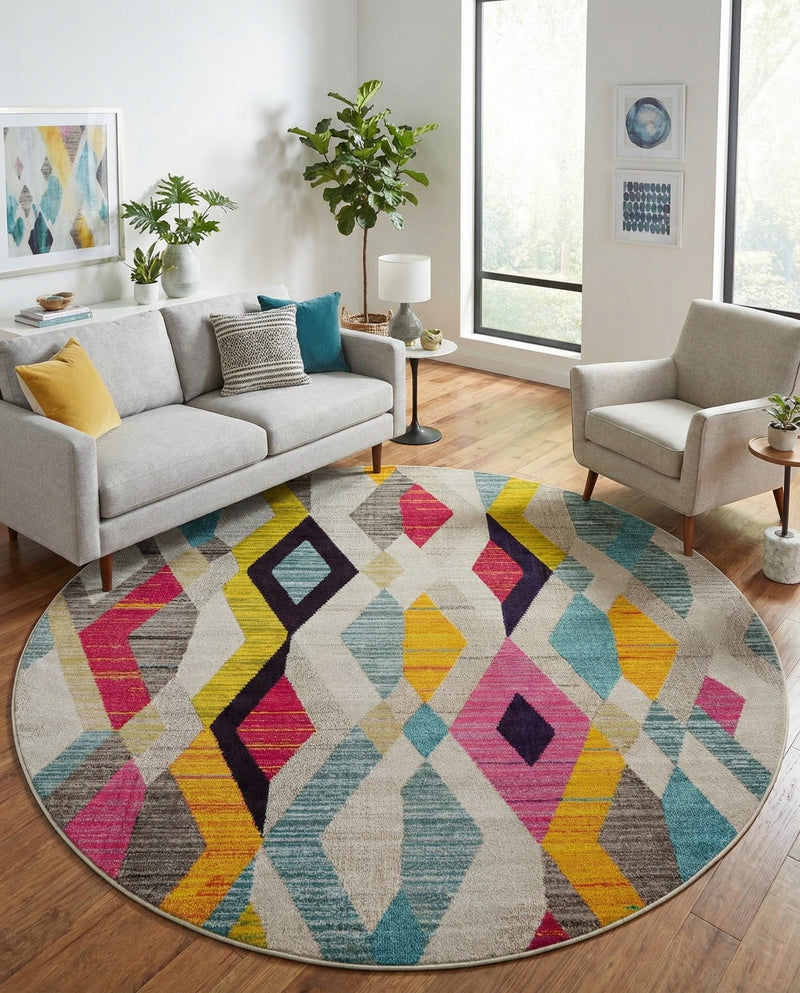 Sedona Vista Collection Area Rug -  Pricklypear Round Multi  lifestyle 47