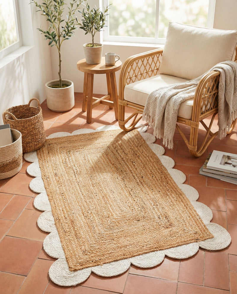 Serenity Braided Jute Collection Area Rug - Seaside Rectangle Natural and Ivory  lifestyle 42