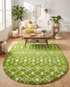 Berber Lattice Shag Collection Area Rug - Atlas (Green) Oval Green  lifestyle 73