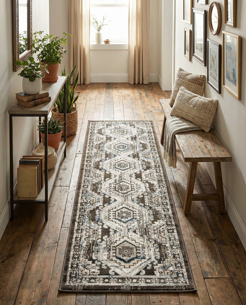 Savannah Elegance Collection Area Rug -  Tybee (Gray) Runner Gray  lifestyle 66
