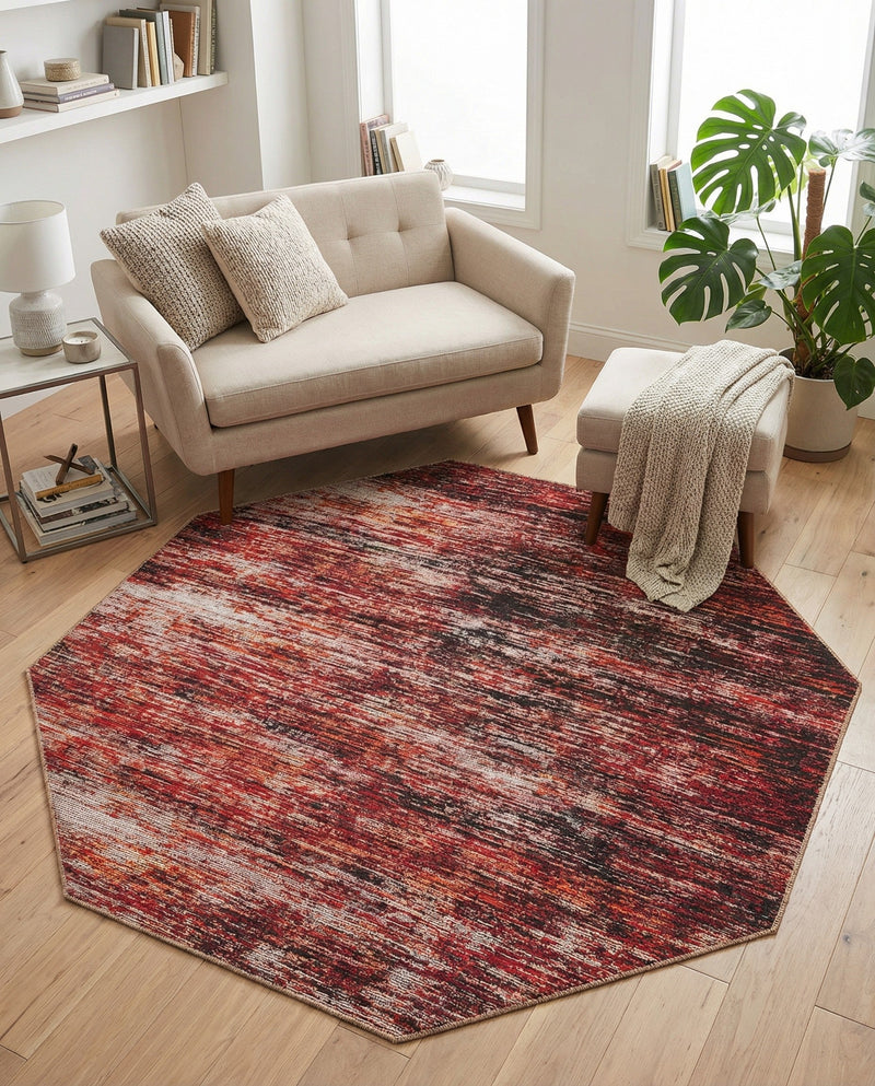 Sahara Essence Collection Area Rug - Oasis (Rust Red) Octagon Rust Red  lifestyle 45
