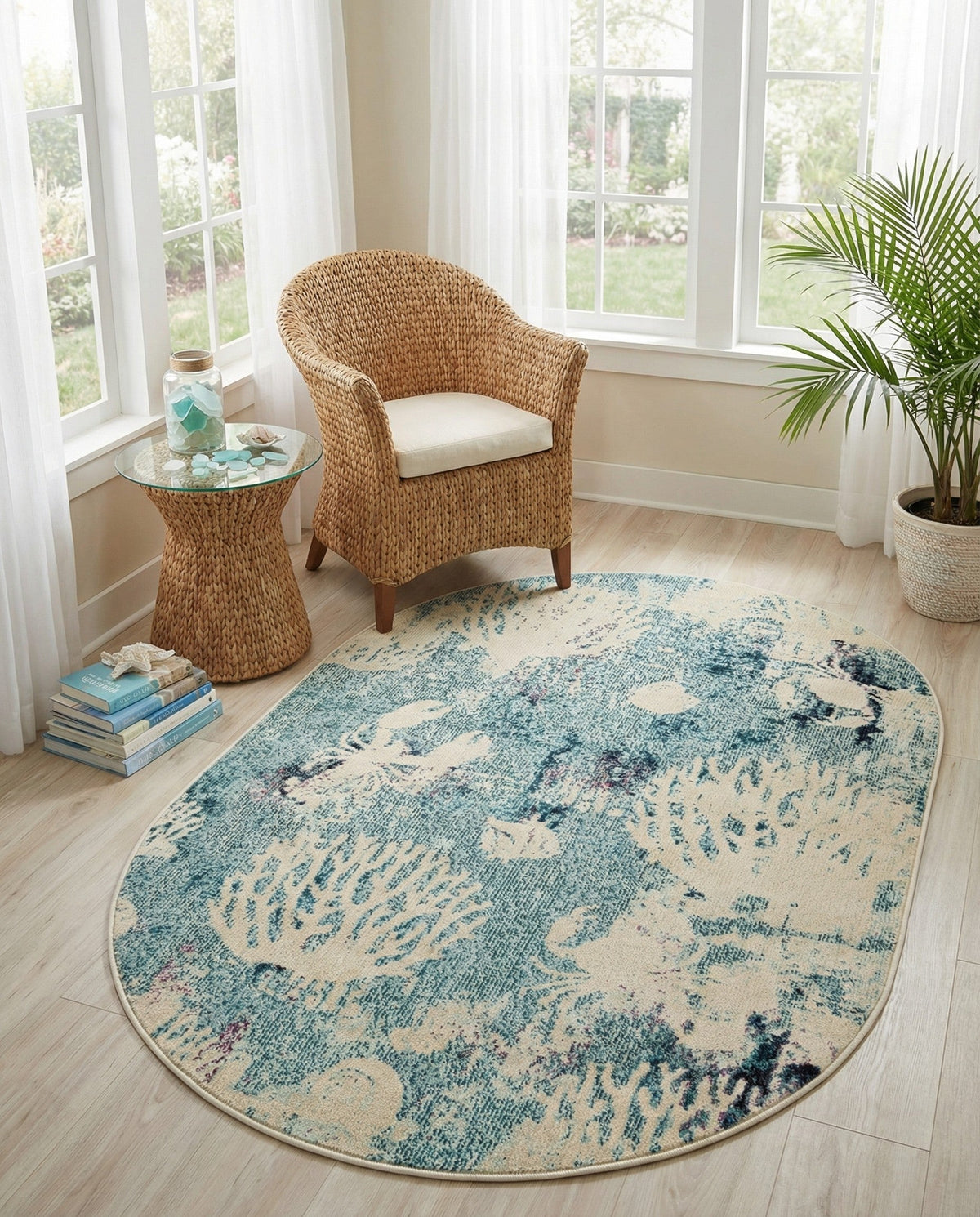 Sorrento Shores Collection Area Rug -  Vico Oval Light Blue  lifestyle 105