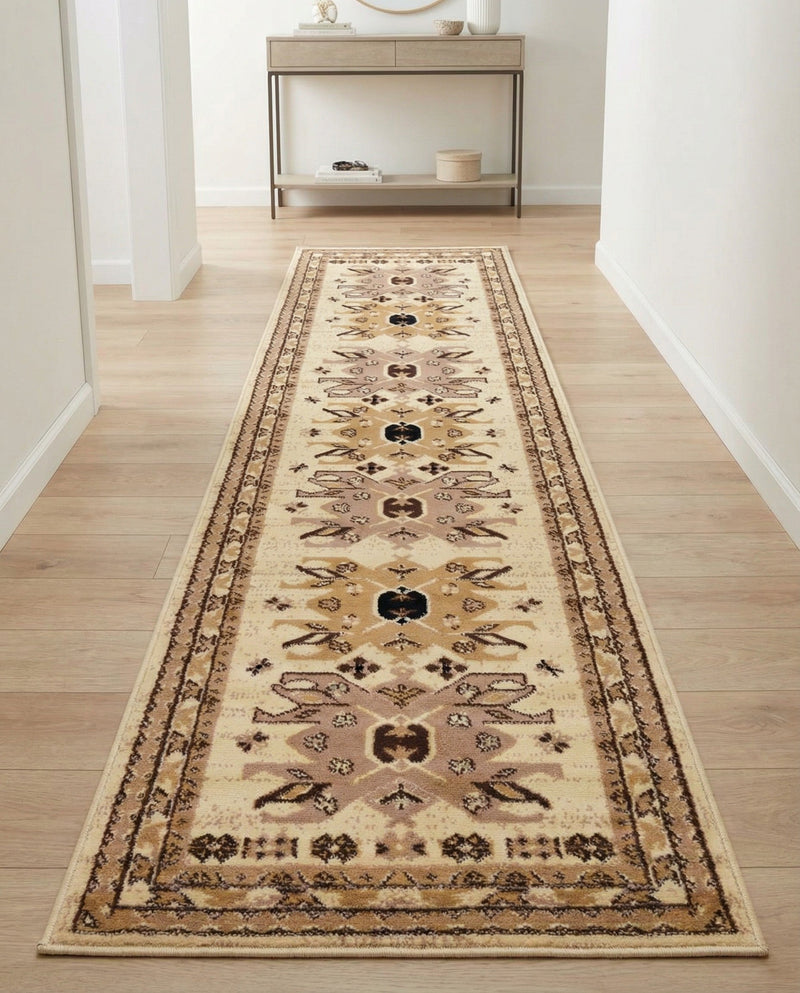 Tabriz Tapestries Collection Area Rug - Azerbaijan (Ivory) Runner Ivory  lifestyle 54