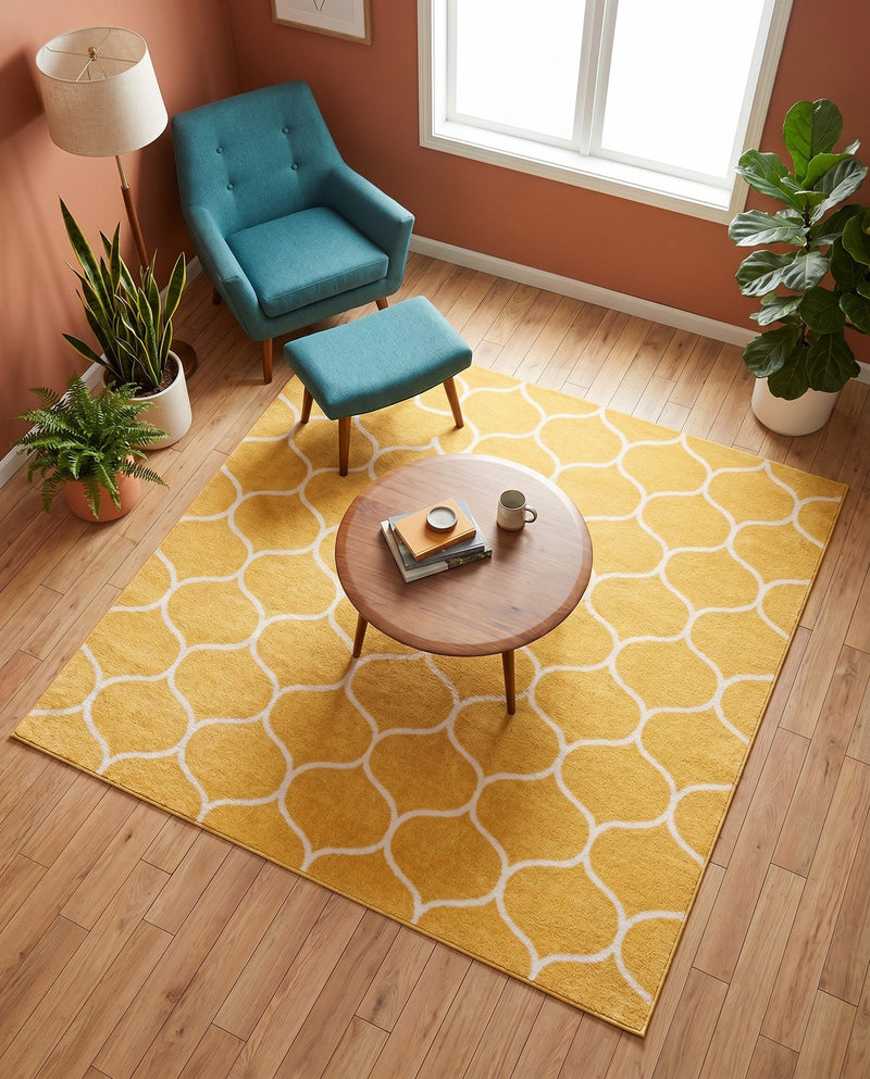 Trellis Mosaic Collection Area Rug -  Pergolatown (Yellow) Square Yellow  lifestyle 79