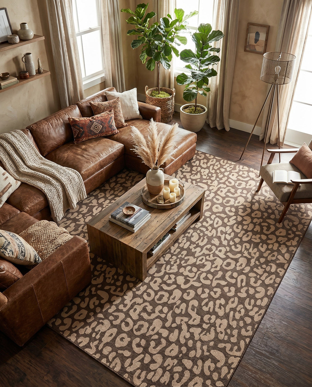 Sahara Sands Collection Area Rug -  Buto Square Brown  lifestyle 84