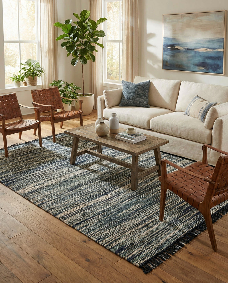 Savannah Jute Collection Area Rug - Nantucket Rectangle Green and Ivory  lifestyle 32