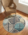 Outdoor Marrakesh Collection Area Rug -  Rabat Round Gray Blue Ivory  lifestyle 72