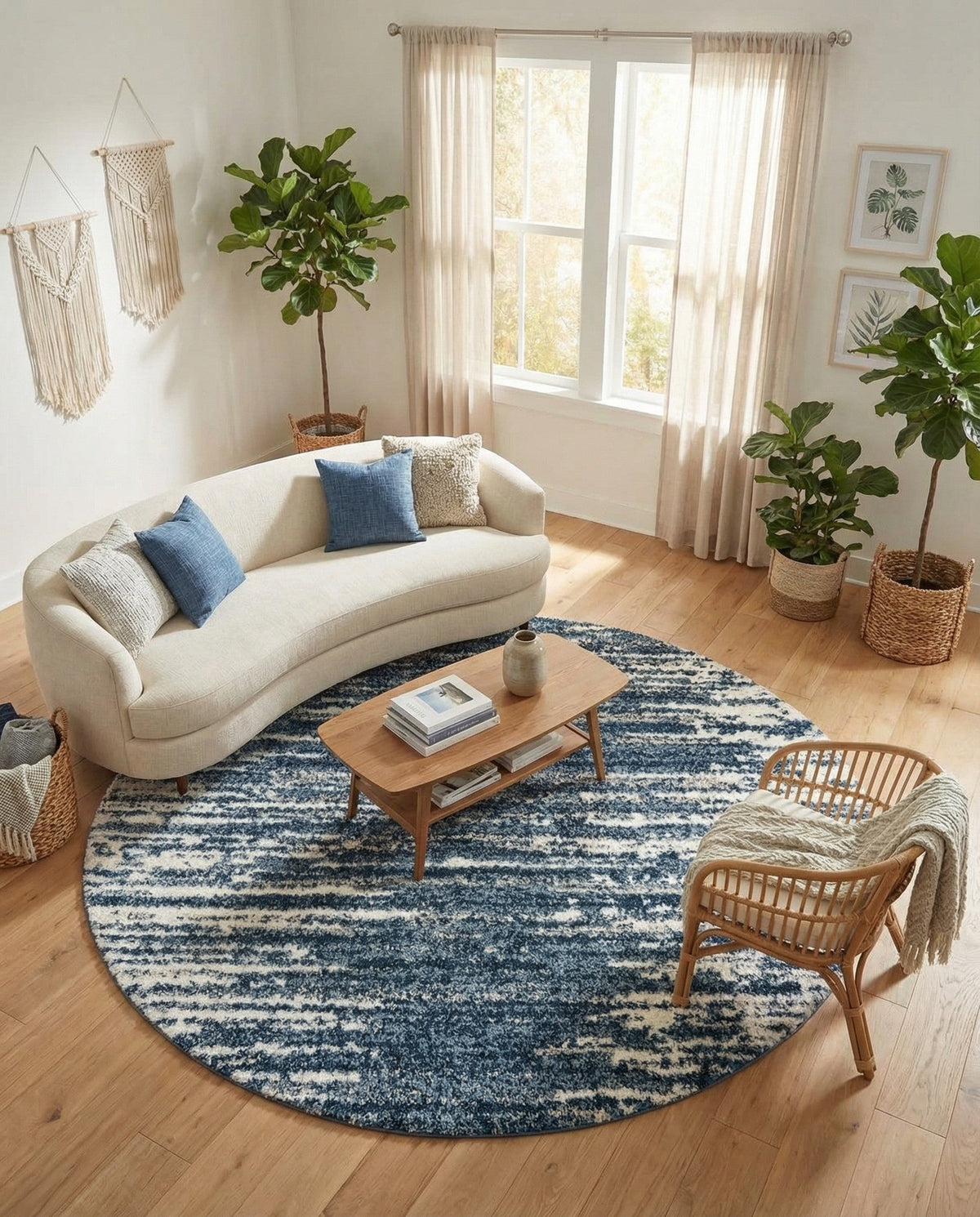 Tranquil Tides Shag Collection Area Rug - Marina Round Blue  lifestyle 210