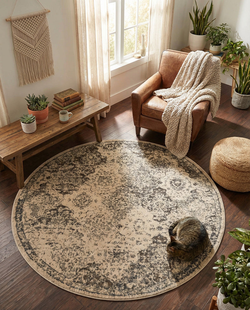 Gobi Sands Collection Area Rug -  Taklamakan Round Beige  lifestyle 43