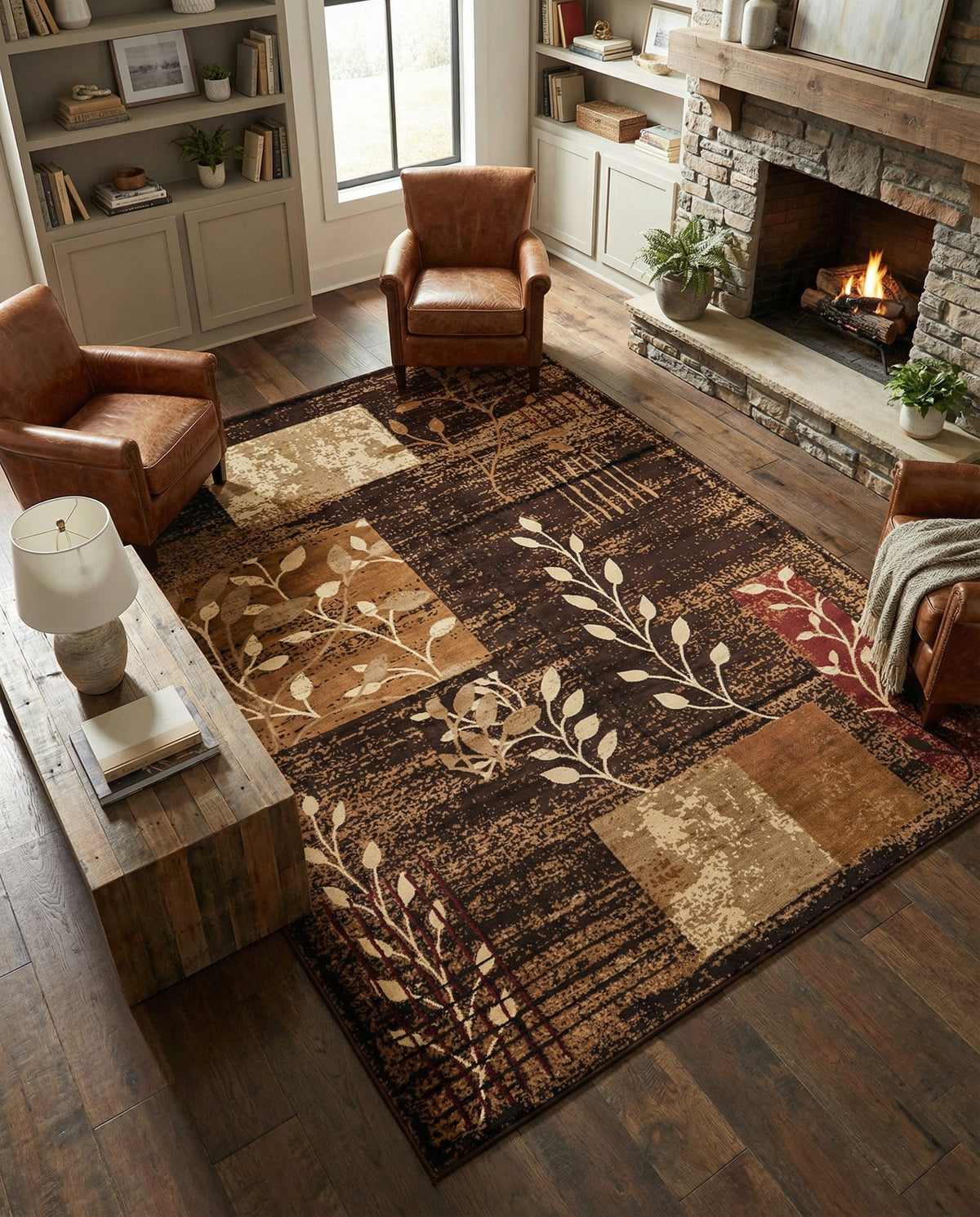 Bistro Lounge Collection Area Rug -  Affogato Rectangle Brown  lifestyle 21