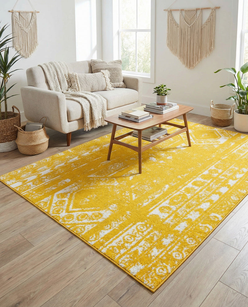 Brighton Stripes Collection Area Rug - Sussex (Yellow) Rectangle Yellow  lifestyle 13
