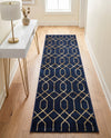 Hollywood Luxe Collection Area Rug - Sunset (Navy Blue Gold) Runner Navy Blue Gold  lifestyle 46