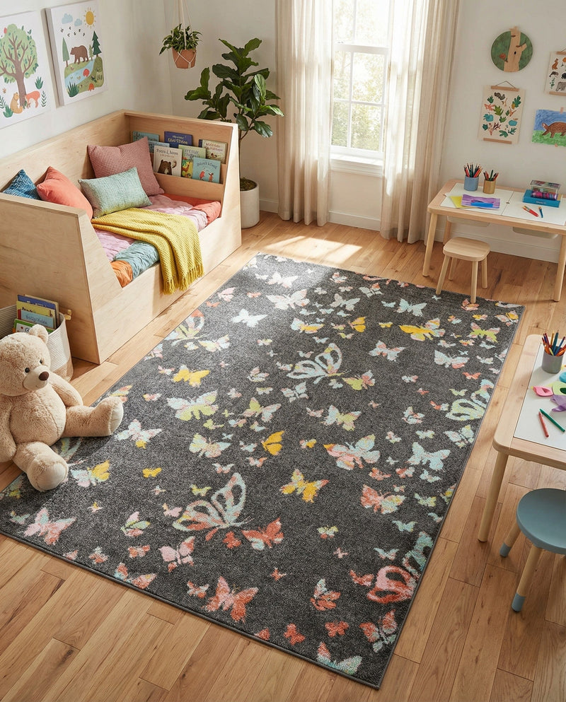 Wonder Tykes Collection Area Rug -  Carnival Rectangle Charcoal Gray  lifestyle 5