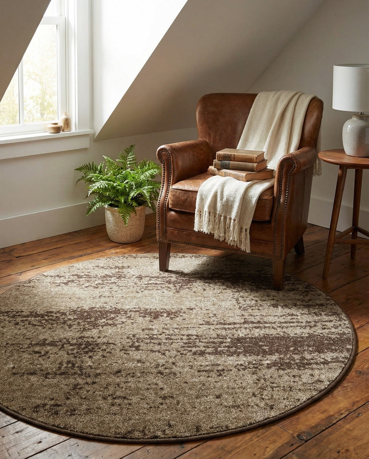 Studio Haven Collection Area Rug -  Gallery (Brown) Round Brown  lifestyle 101