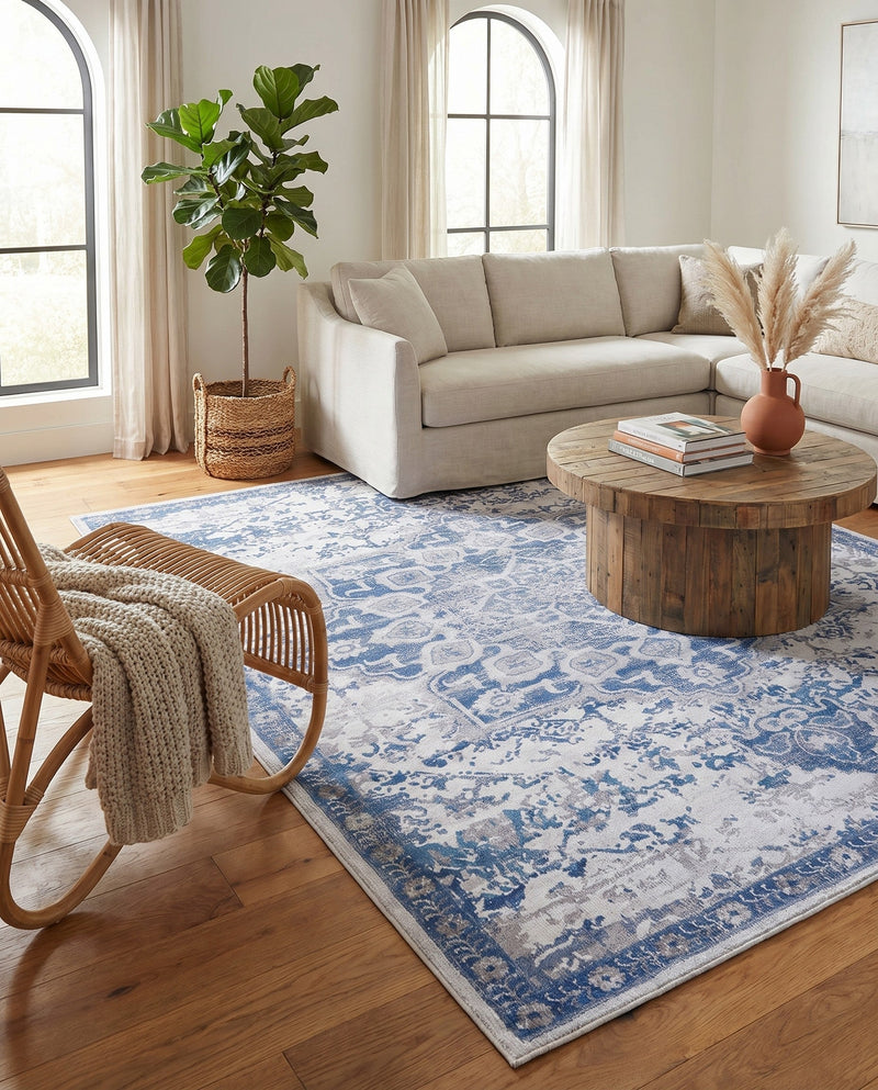 Baroque Era Collection Area Rug - Versailles (Gray Blue) Rectangle Gray Blue  lifestyle 20