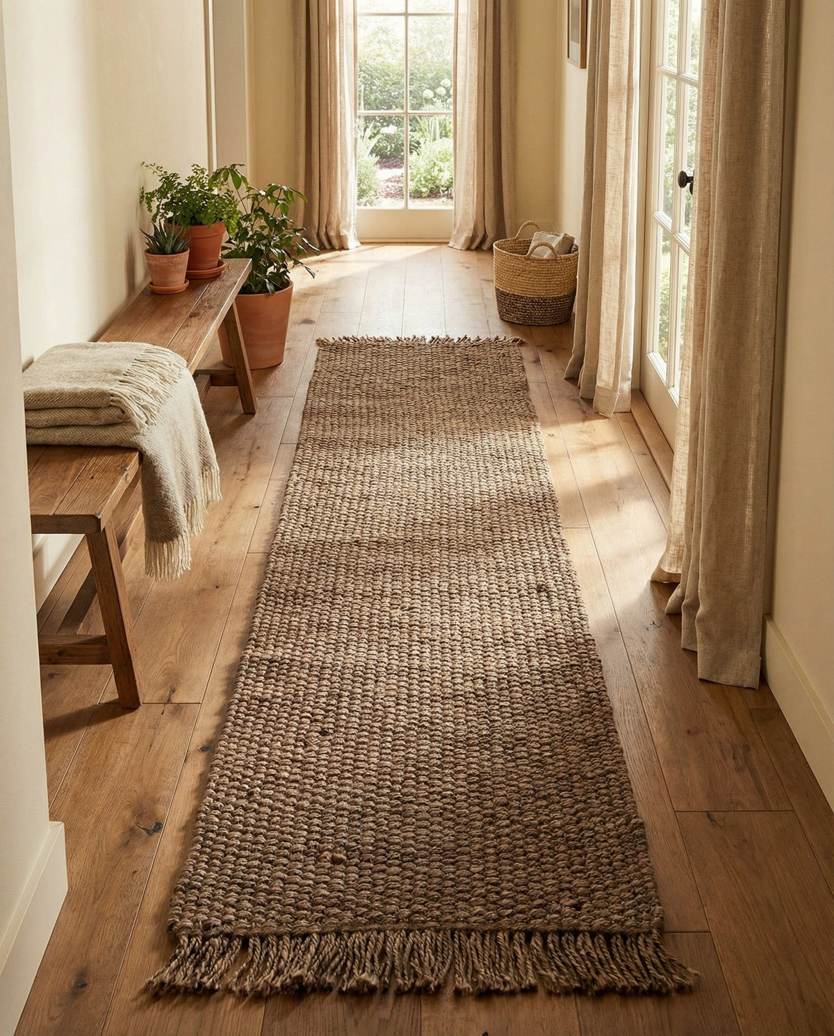 Savannah Jute Collection Area Rug - Seashore Runner Gray  lifestyle 174