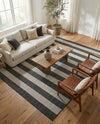 Seaside Stripes Collection Area Rug -  Veranda Rectangle Charcoal Gray  lifestyle 22