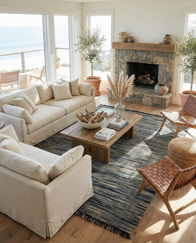 Savannah Jute Collection Area Rug - Nantucket Rectangle Green and Ivory  lifestyle 22