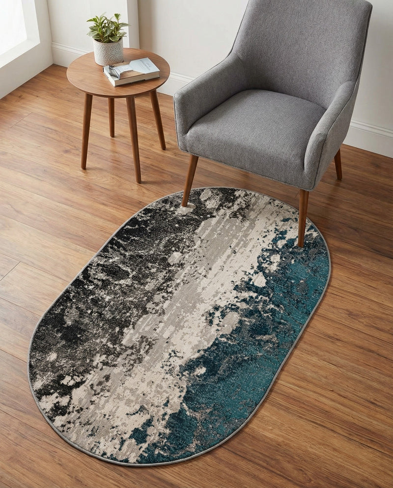 Seville Elegance Collection Area Rug -  Granada Oval Gray  lifestyle 28