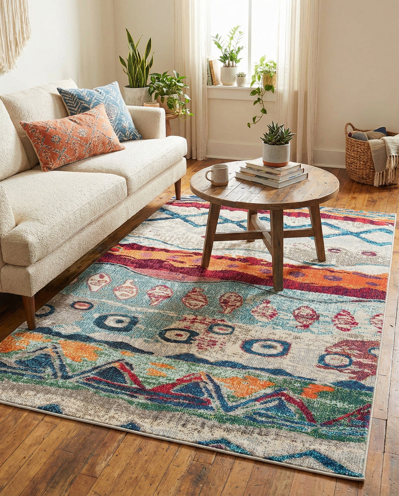 Colorburst Oasis Collection Area Rug -  Lagoon Rectangle Multi  lifestyle 19