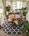 Lattice Gardens Collection Area Rug -  Bloomfield (Black) Round Black  lifestyle 65