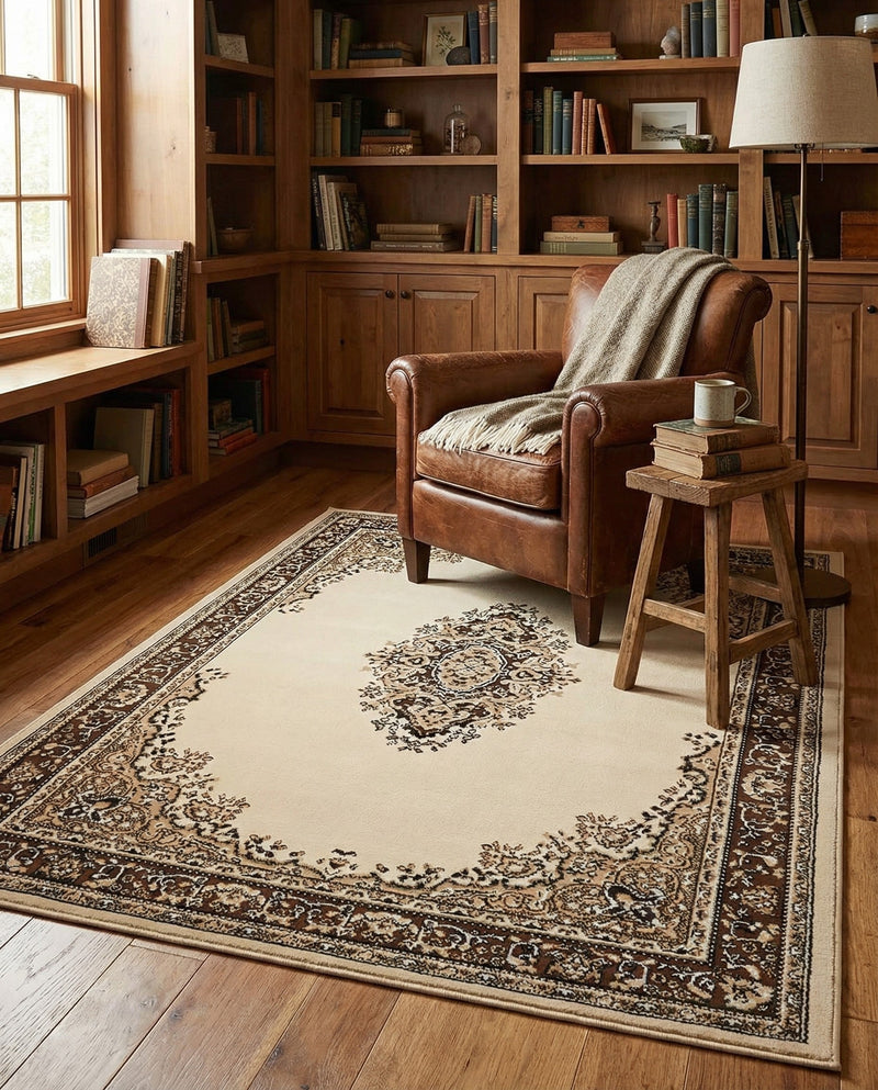 Tabriz Tapestry Collection Area Rug - Azerbaijan (Ivory) Rectangle Ivory  lifestyle 14