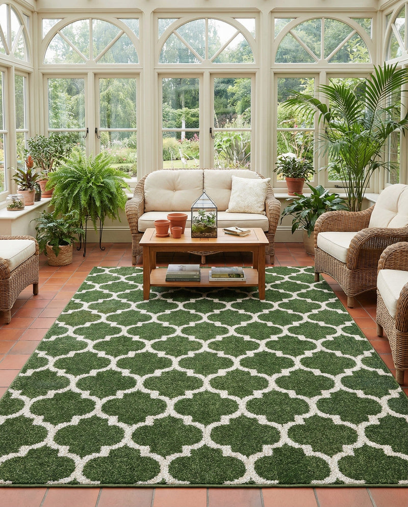 Lattice Gardens Collection Area Rug -  Bloomfield (Dark Green) Rectangle Dark Green  lifestyle 11
