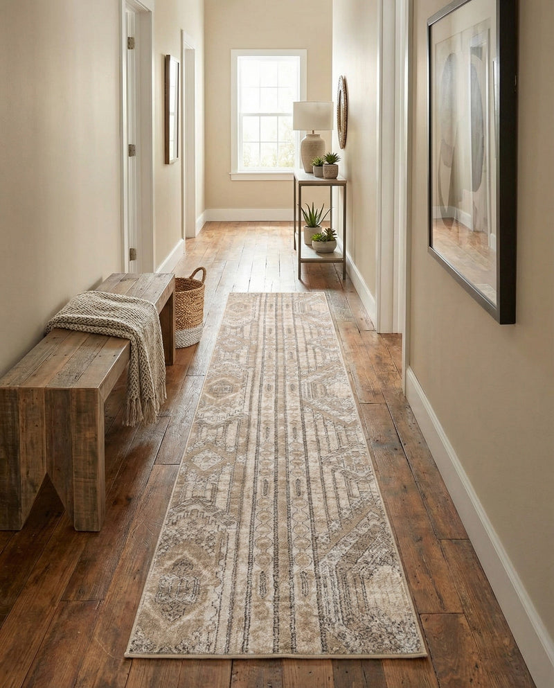 Cascade Range Collection Area Rug - Hood (Ivory) Runner Ivory  lifestyle 87