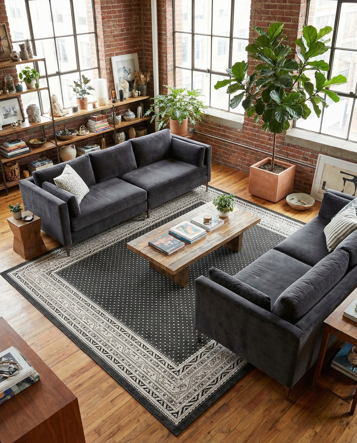 Soho Elegance Collection Area Rug -  Mercer (Gray) Square Gray  lifestyle 104
