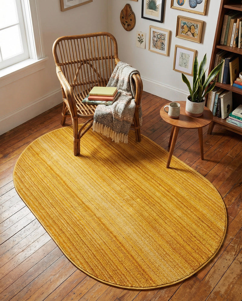 Jewel Oasis Collection Area Rug - Sapphire (Yellow) Oval Yellow  lifestyle 70