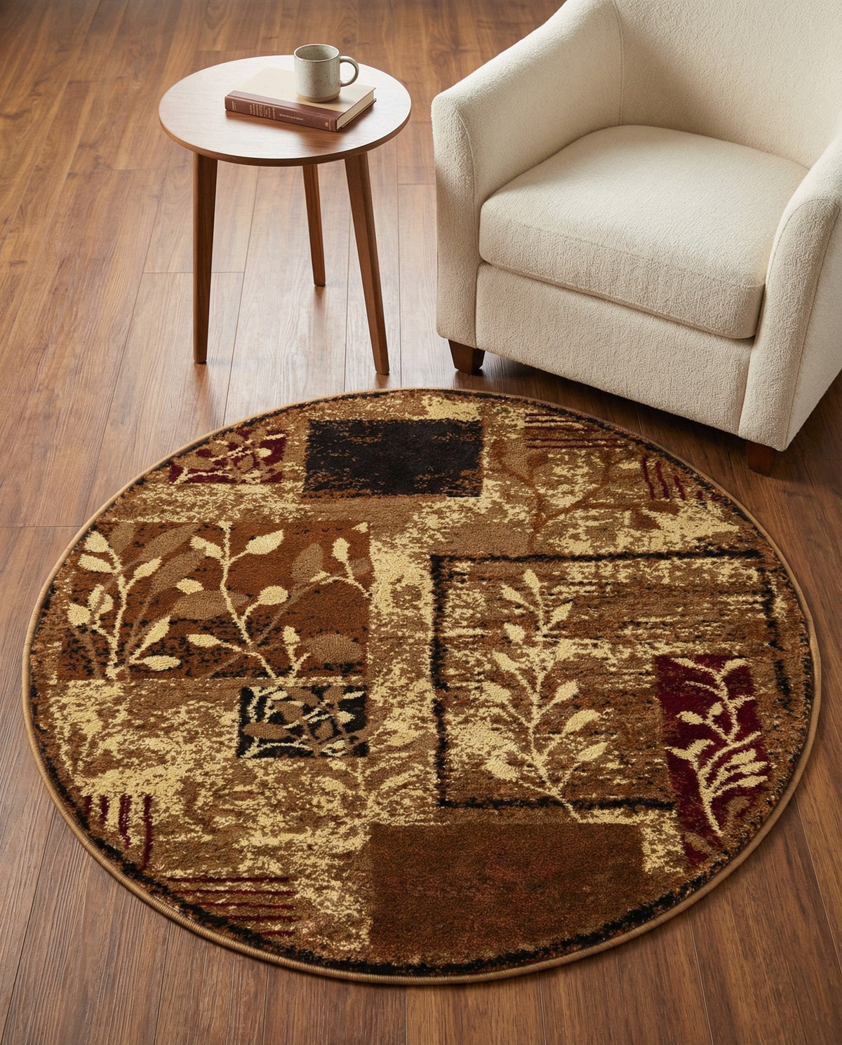 Bistro Lounge Collection Area Rug -  Affogato Round Beige  lifestyle 144