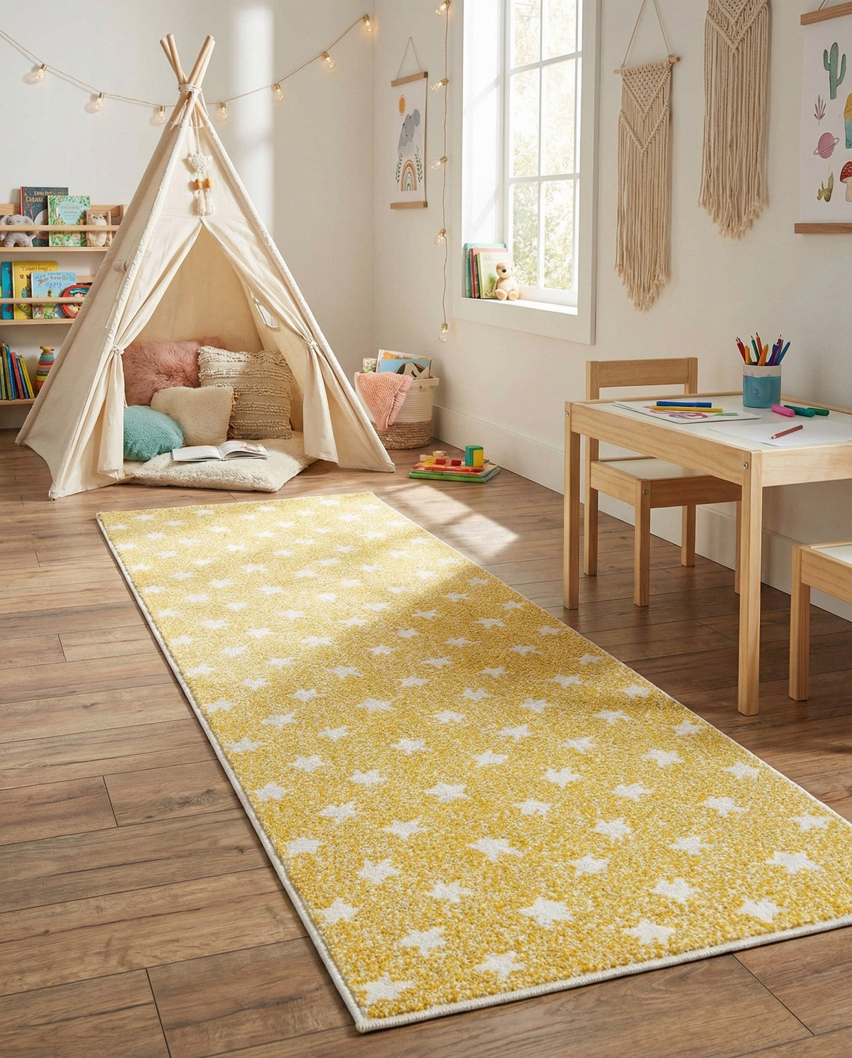 Wonder Tykes Collection Area Rug -  Mosaic Runner Soft Yellow  lifestyle 144